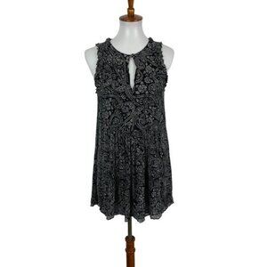 Winter Kate Black Silk Tunic Dress Large Gray Boho‎ Sleeveless Festival